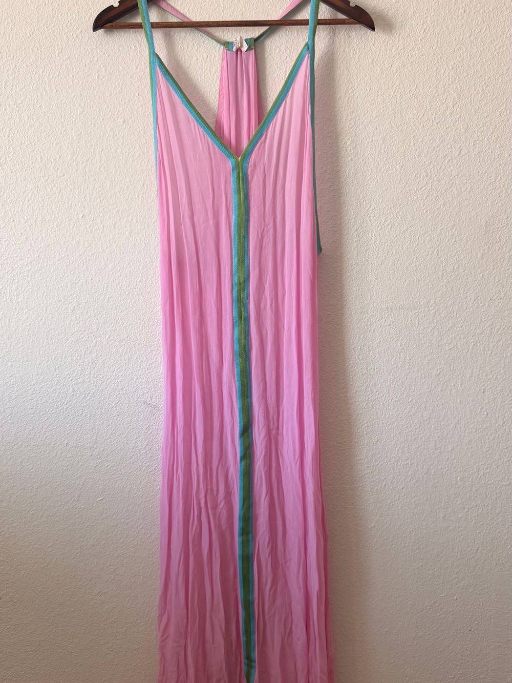 Pitusa Pink Maxi Dress with Teal-Green Trim - Picture 10 of 10